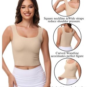 Nwt Women's Built-in Bra Ribbed, Wirefree Shelf Padded Tank Top